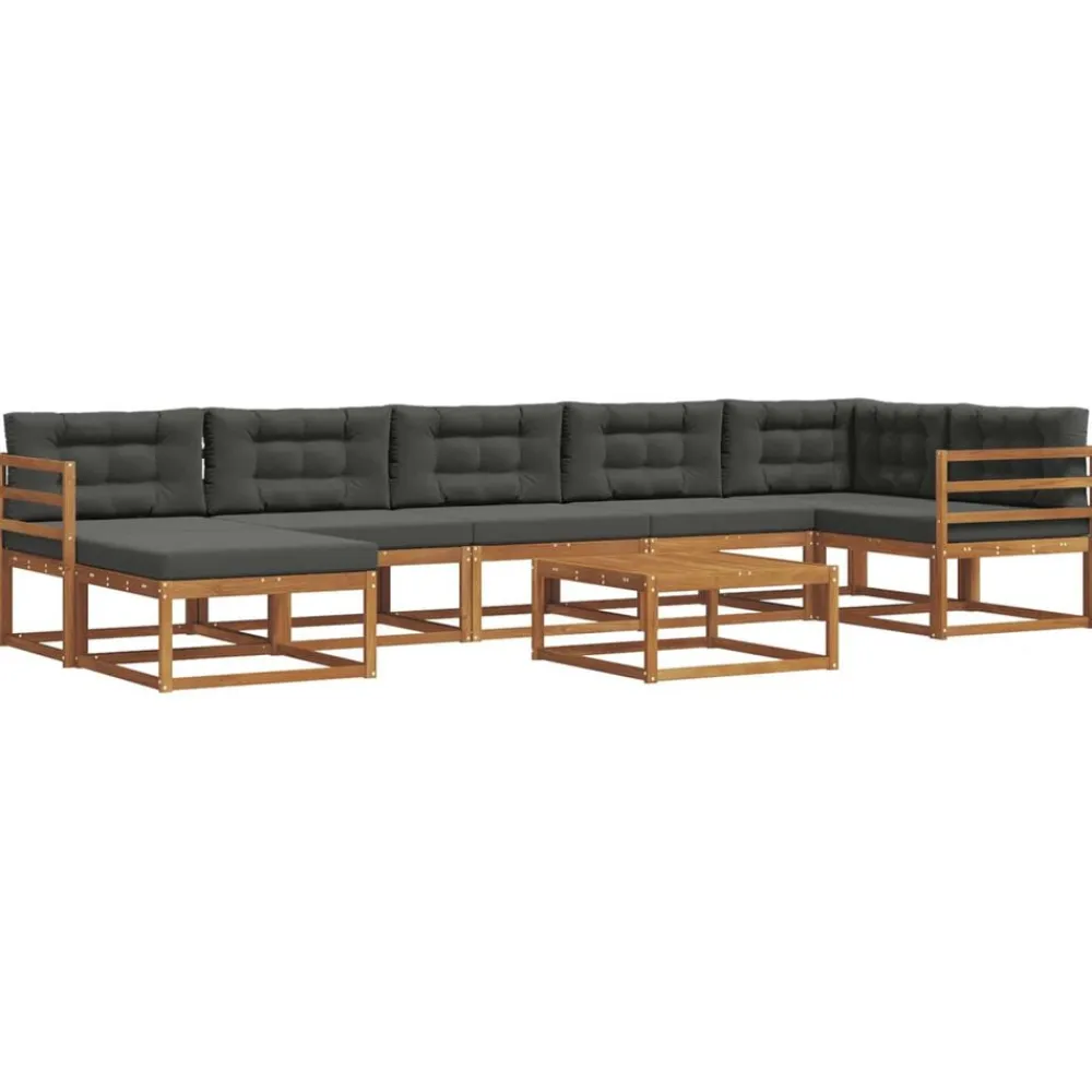 vidaXL Conjunto de sofás de exterior 8 pcs Natural y antracita Online