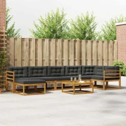 vidaXL Conjunto de sofás de exterior 8 pcs Natural y antracita Online
