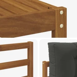 vidaXL Conjunto de sofás de exterior 9 pcs Natural y antracita Hot