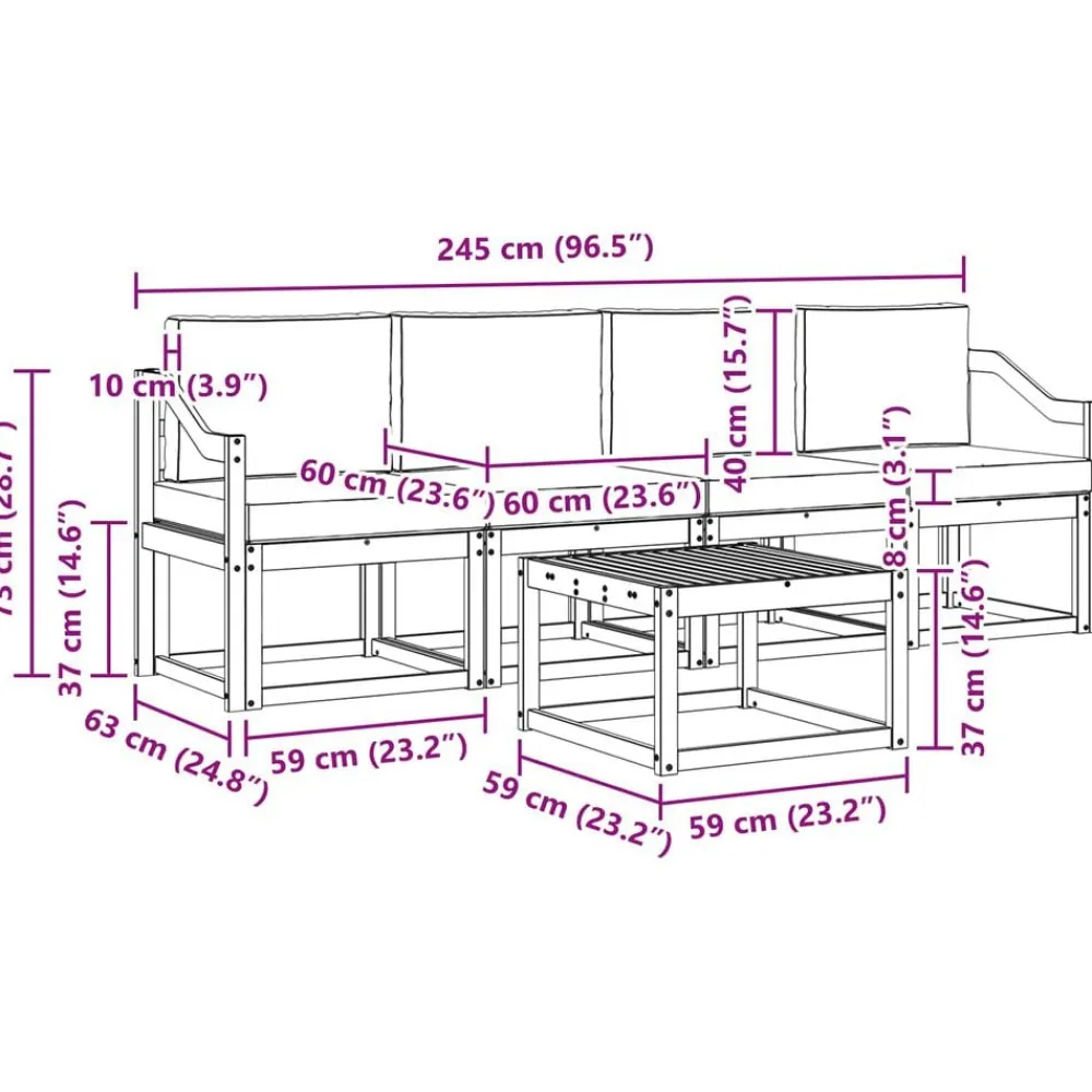 vidaXL Conjuntos De Muebles-Conjunto de sofás de exterior 5 pcs Gris Natural y Claro