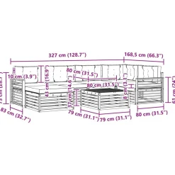 vidaXL Conjunto de sofás de exterior 7 pcs Natural y antracita New