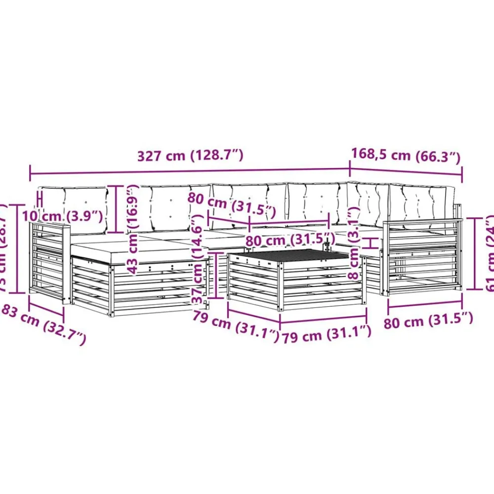 vidaXL Conjunto de sofás de exterior 7 pcs Natural y antracita New