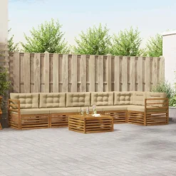 vidaXL Conjuntos De Muebles-Conjunto de sofás de exterior con cojín 7 pcs