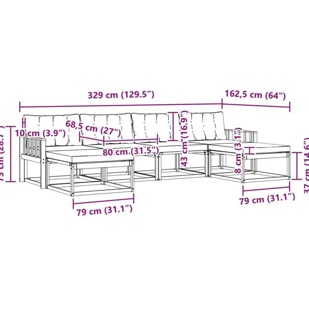 vidaXL Conjuntos De Muebles-Conjunto de sofás de exterior con cojín 6 pcs