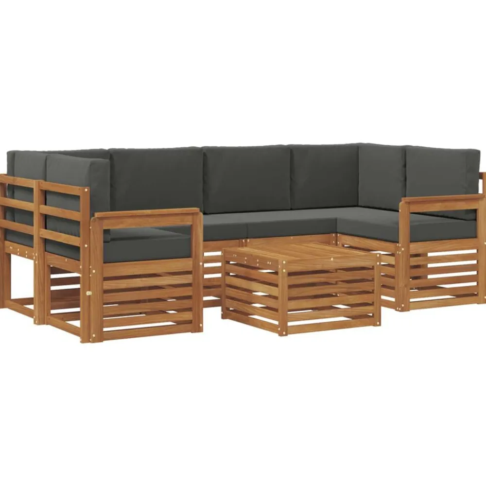 vidaXL Conjunto de sofás de exterior 7 pcs Natural y antracita Clearance