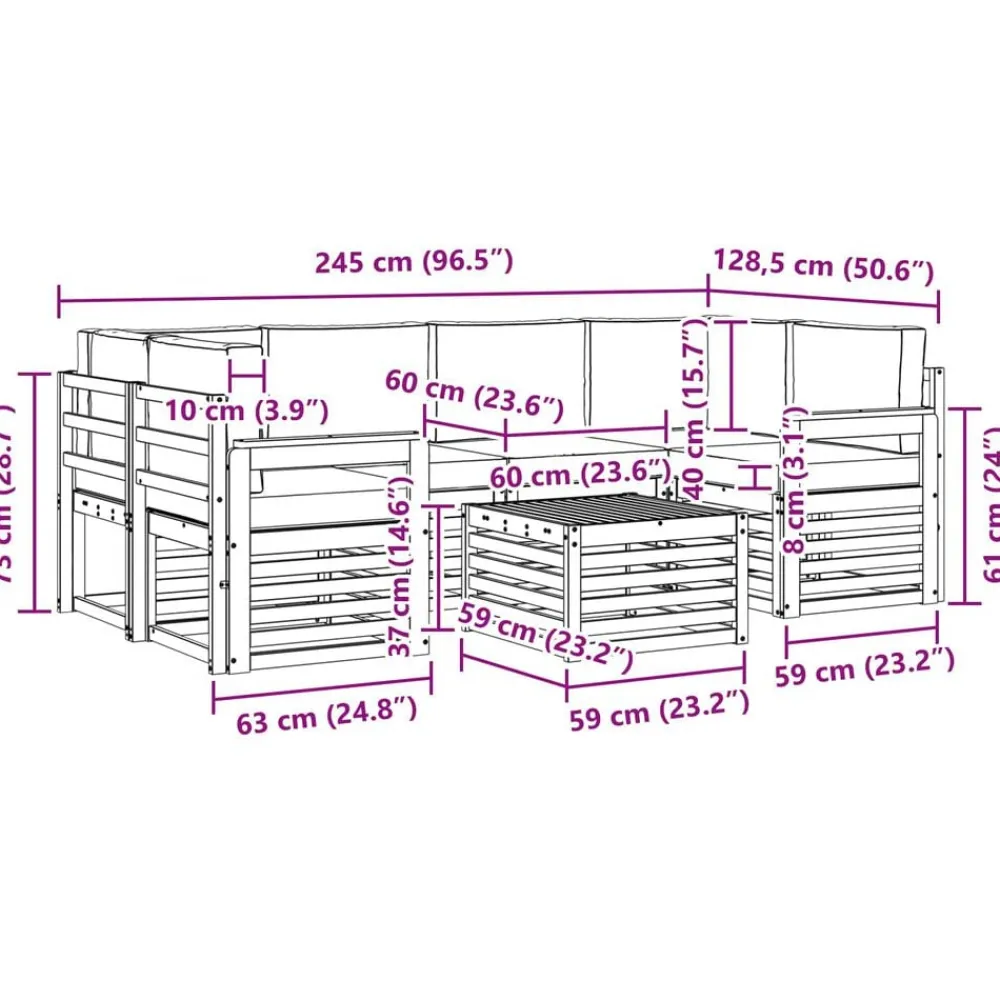 vidaXL Conjunto de sofás de exterior 7 pcs Natural y antracita Clearance
