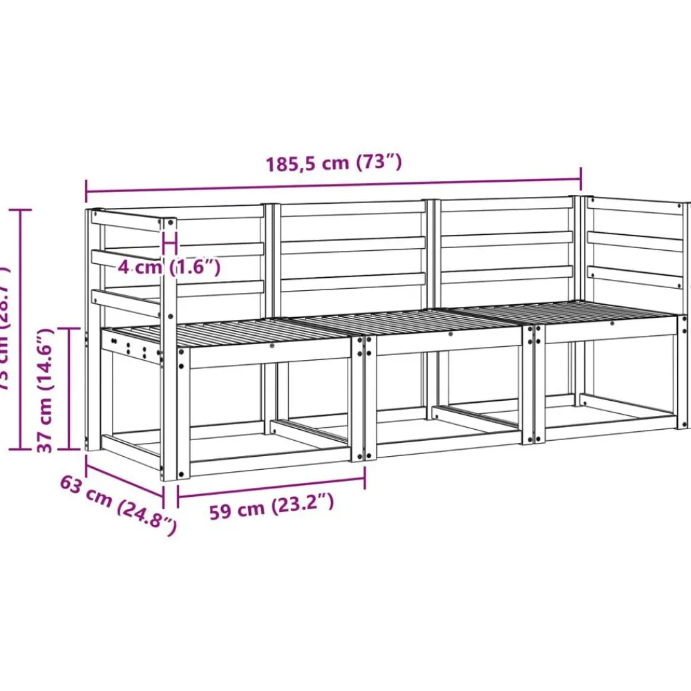 vidaXL Conjuntos De Muebles-Conjunto de sofás de exterior con cojín 3 pcs