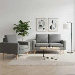 vidaXL Conjunto de sofás de 2 piezas tela Gris claro Clearance