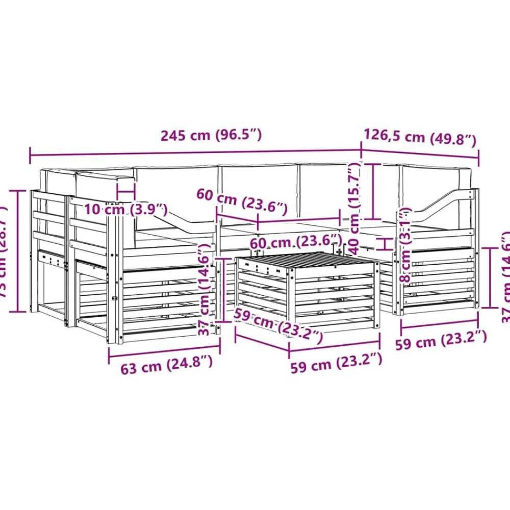 vidaXL Conjuntos De Muebles-Conjunto de sofás de exterior 7 pcs