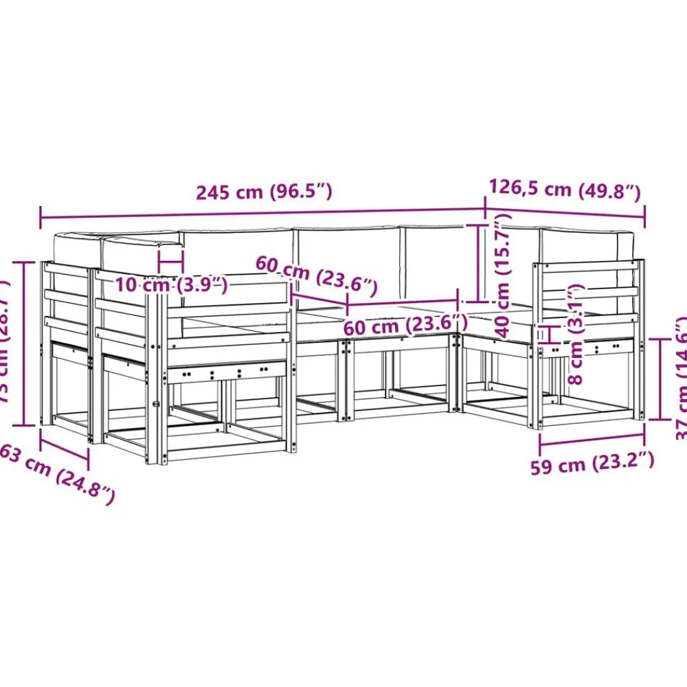 vidaXL Conjuntos De Muebles-Conjunto de sofás de exterior con cojín 6 pcs