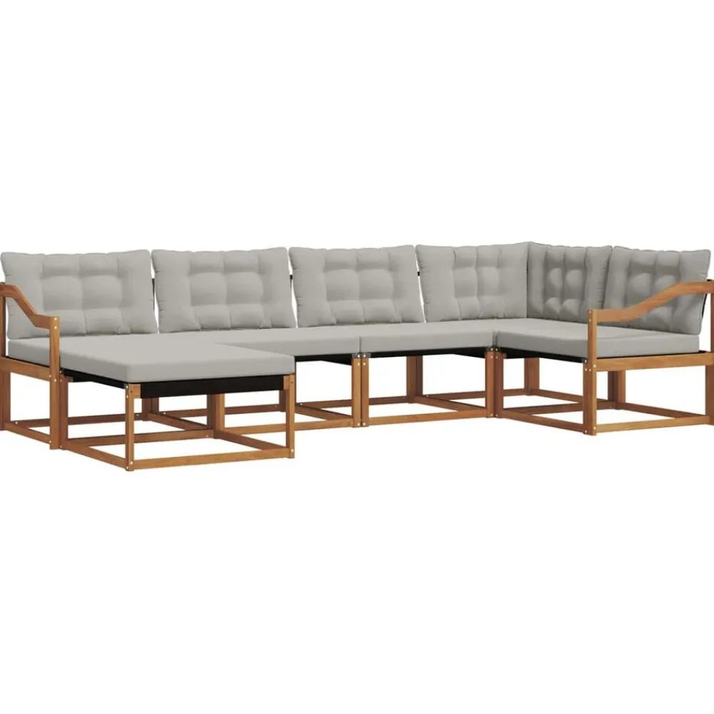 vidaXL Conjuntos De Muebles-Conjunto de sofás de exterior 6 pcs Gris Natural y Claro