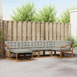 vidaXL Conjuntos De Muebles-Conjunto de sofás de exterior 6 pcs Gris Natural y Claro