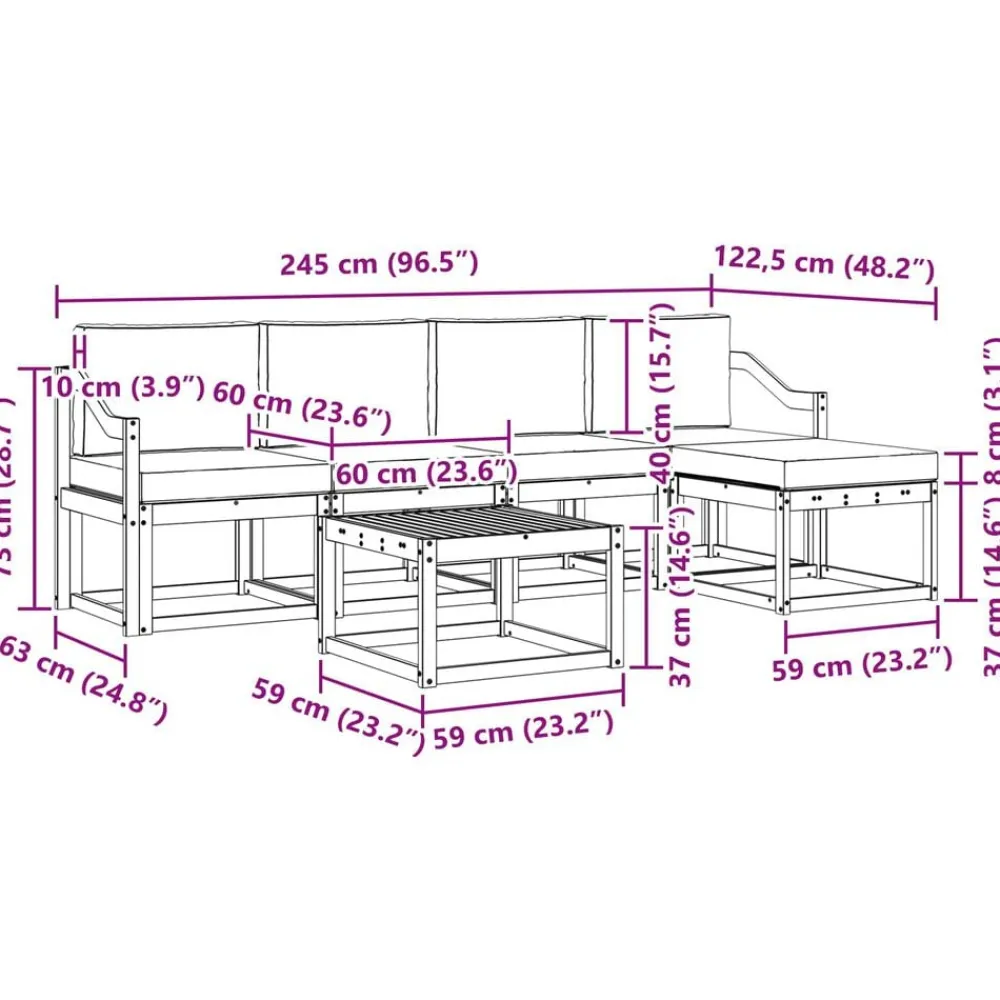 vidaXL Conjuntos De Muebles-Conjunto de sofás de exterior 6 pcs Gris Natural y Claro