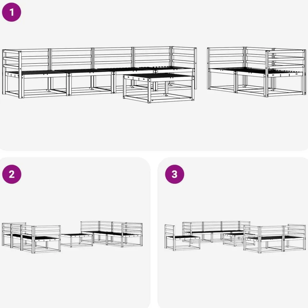 vidaXL Conjuntos De Muebles-Conjunto de sofás de exterior 7 pcs