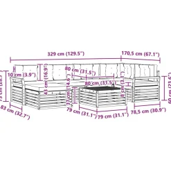 vidaXL Conjunto de sofás de exterior con cojín 7 pcs Natural y beige Hot