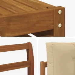 vidaXL Conjunto de sofás de exterior con cojín 7 pcs Natural y beige Hot