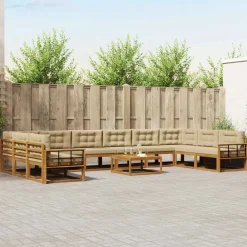 vidaXL Conjuntos De Muebles-Conjunto de sofás de exterior con cojín 11 pcs