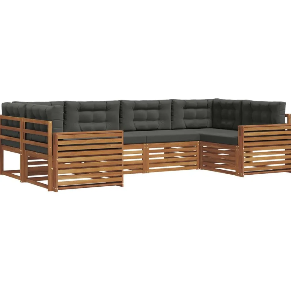vidaXL Conjunto de sofás de exterior 6 pcs Natural y antracita Clearance