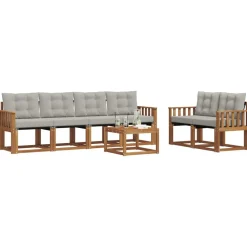 vidaXL Conjuntos De Muebles-Conjunto de sofás de exterior 7 pcs Gris Natural y Claro
