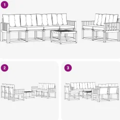 vidaXL Conjuntos De Muebles-Conjunto de sofás de exterior 7 pcs Gris Natural y Claro