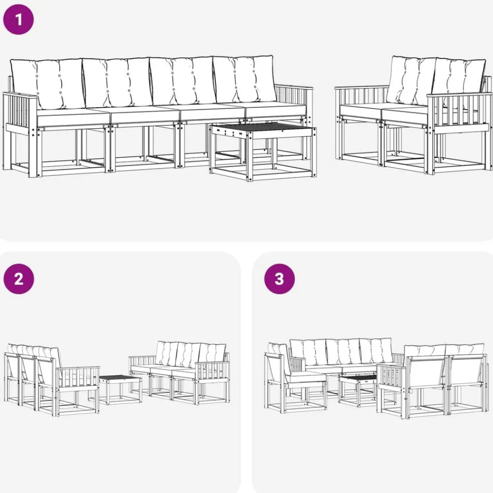vidaXL Conjuntos De Muebles-Conjunto de sofás de exterior 7 pcs Gris Natural y Claro