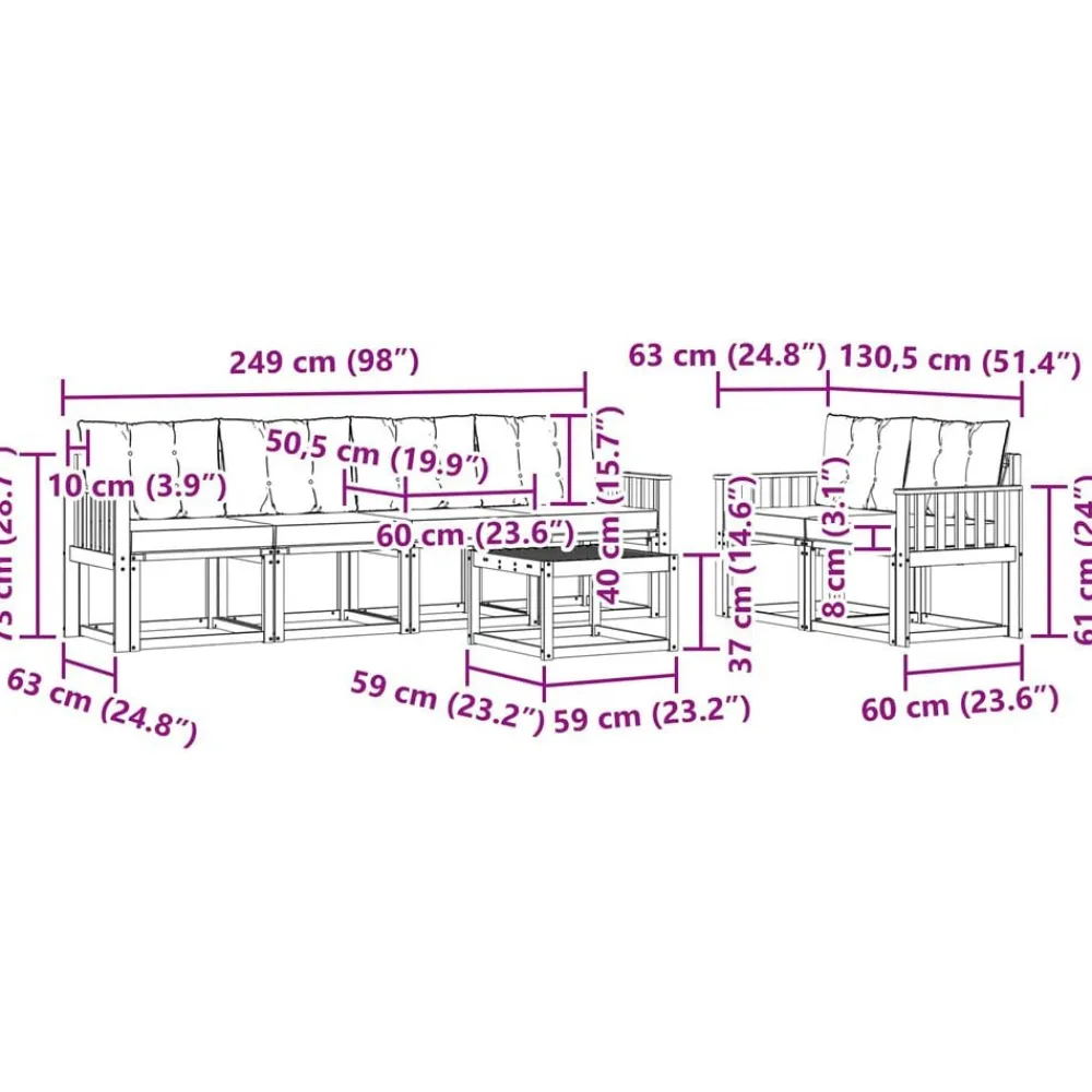 vidaXL Conjuntos De Muebles-Conjunto de sofás de exterior 7 pcs Gris Natural y Claro