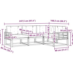 vidaXL Conjunto de sofás de exterior con cojín 4 pcs Natural y beige Best