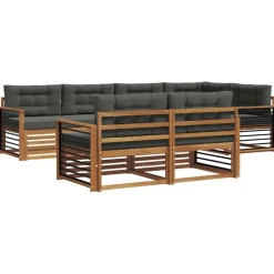 vidaXL Conjunto de sofás de exterior 7 pcs Natural y antracita Discount