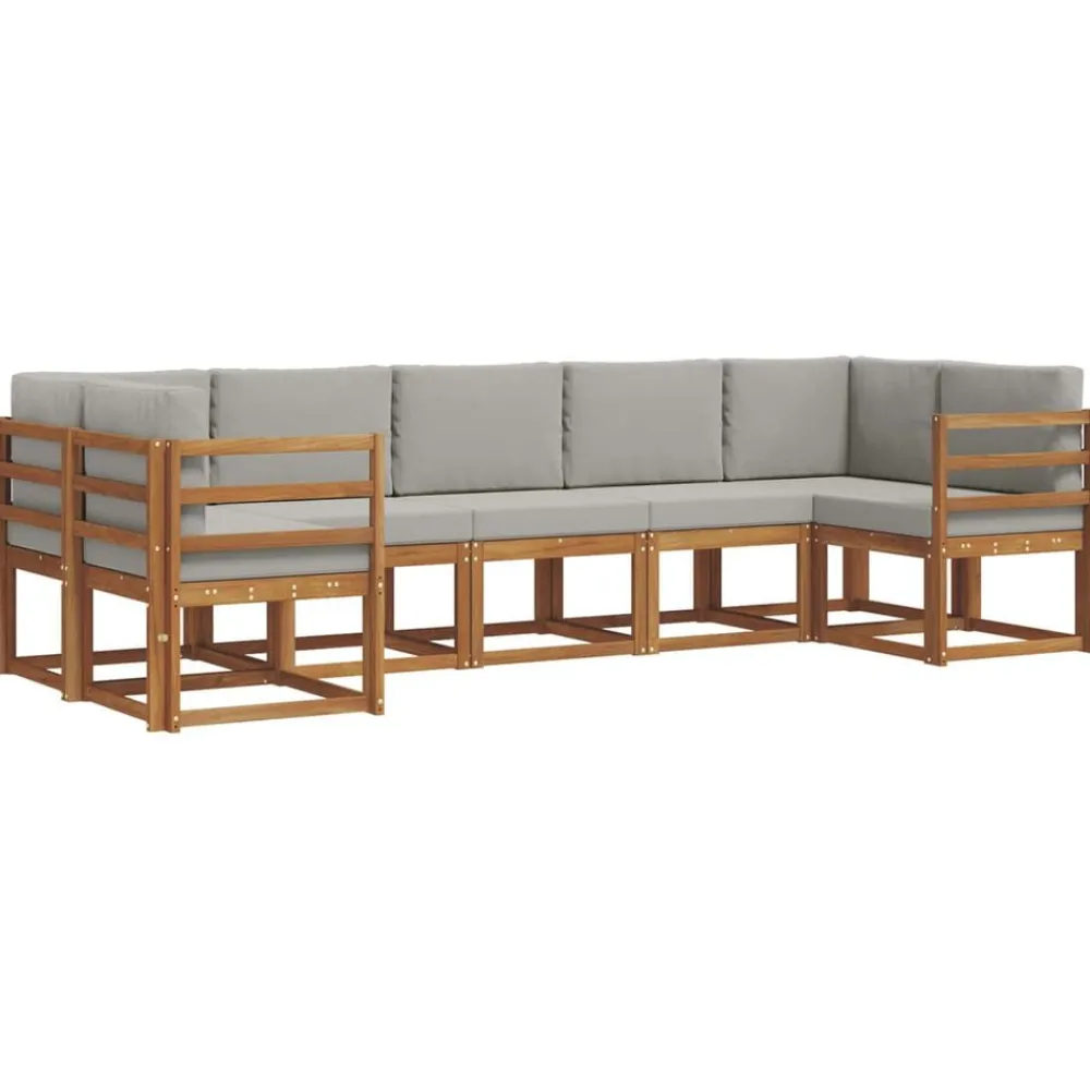 vidaXL Conjuntos De Muebles-Conjunto de sofás de exterior 7 pcs Gris Natural y Claro