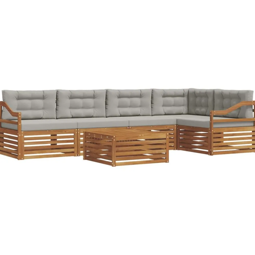 vidaXL Conjuntos De Muebles-Conjunto de sofás de exterior 6 pcs Gris Natural y Claro