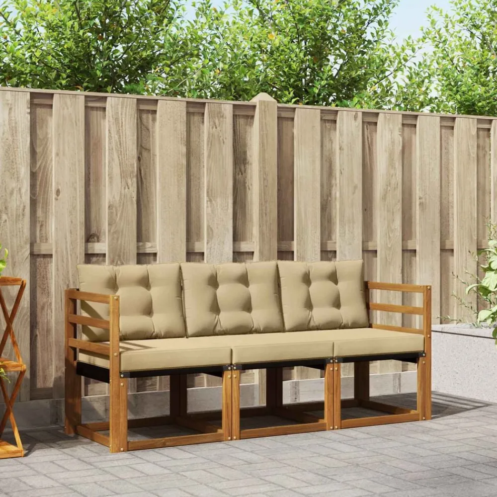 vidaXL Conjuntos De Muebles-Conjunto de sofás de exterior con cojín 3 pcs