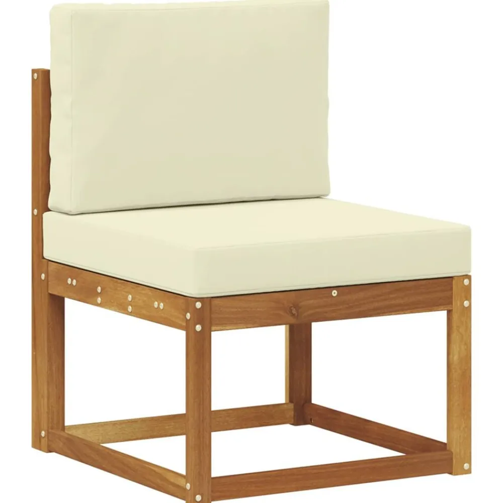 vidaXL Conjunto de sofás de exterior con cojín 5 pcs Natural y crema Sale