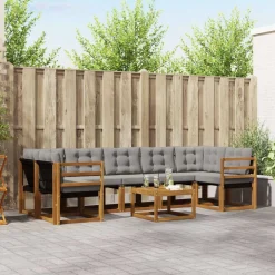 vidaXL Conjunto de sofás de exterior 8 pcs Gris Natural y Claro Gris claro y natural Outlet
