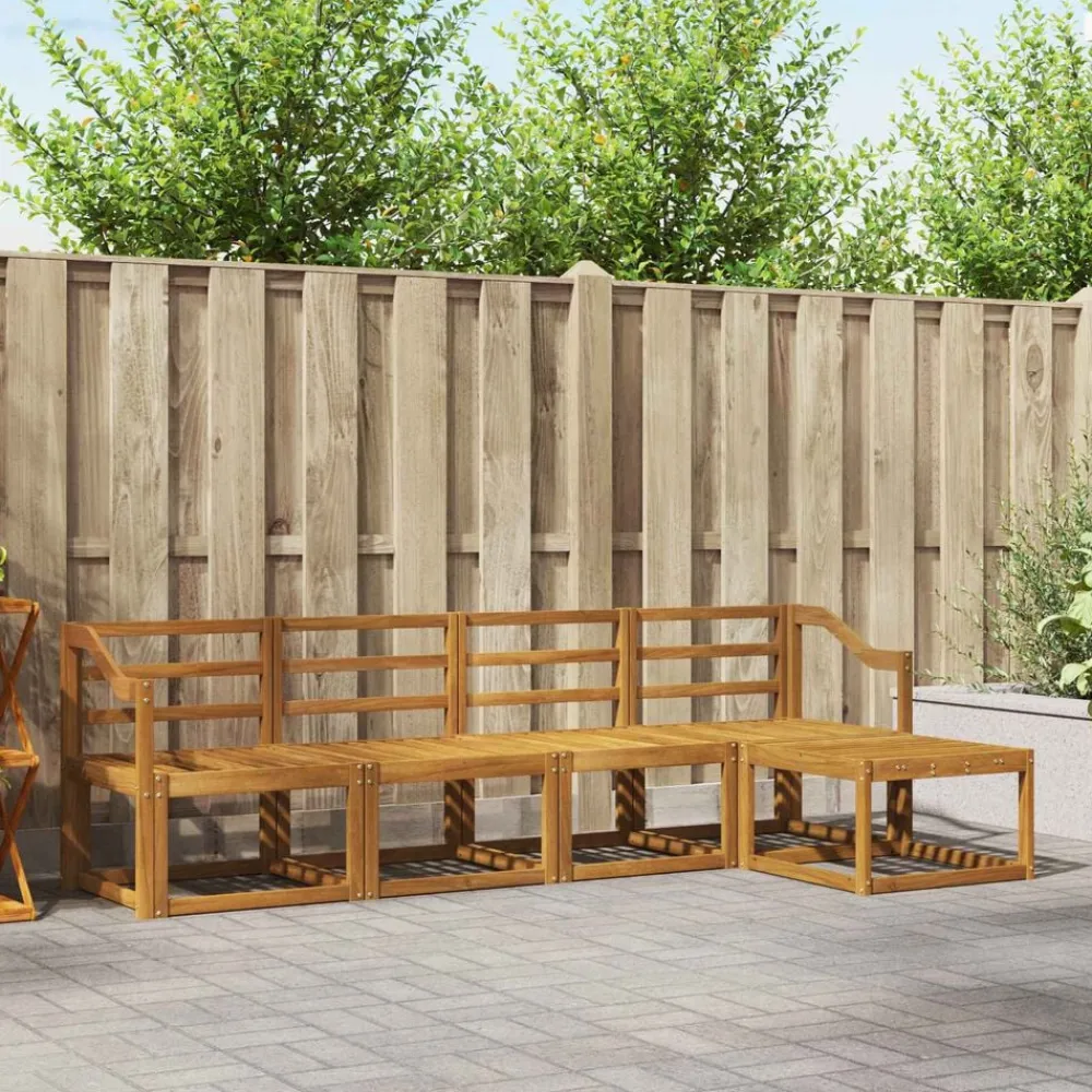 vidaXL Conjunto de sofás de exterior 5 pcs Natural Discount