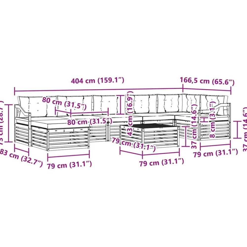 vidaXL Conjuntos De Muebles-Conjunto de sofás de exterior 8 pcs