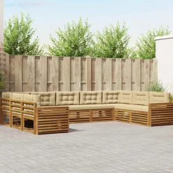 vidaXL Conjuntos De Muebles-Conjunto de sofás de exterior con cojín 9 pcs