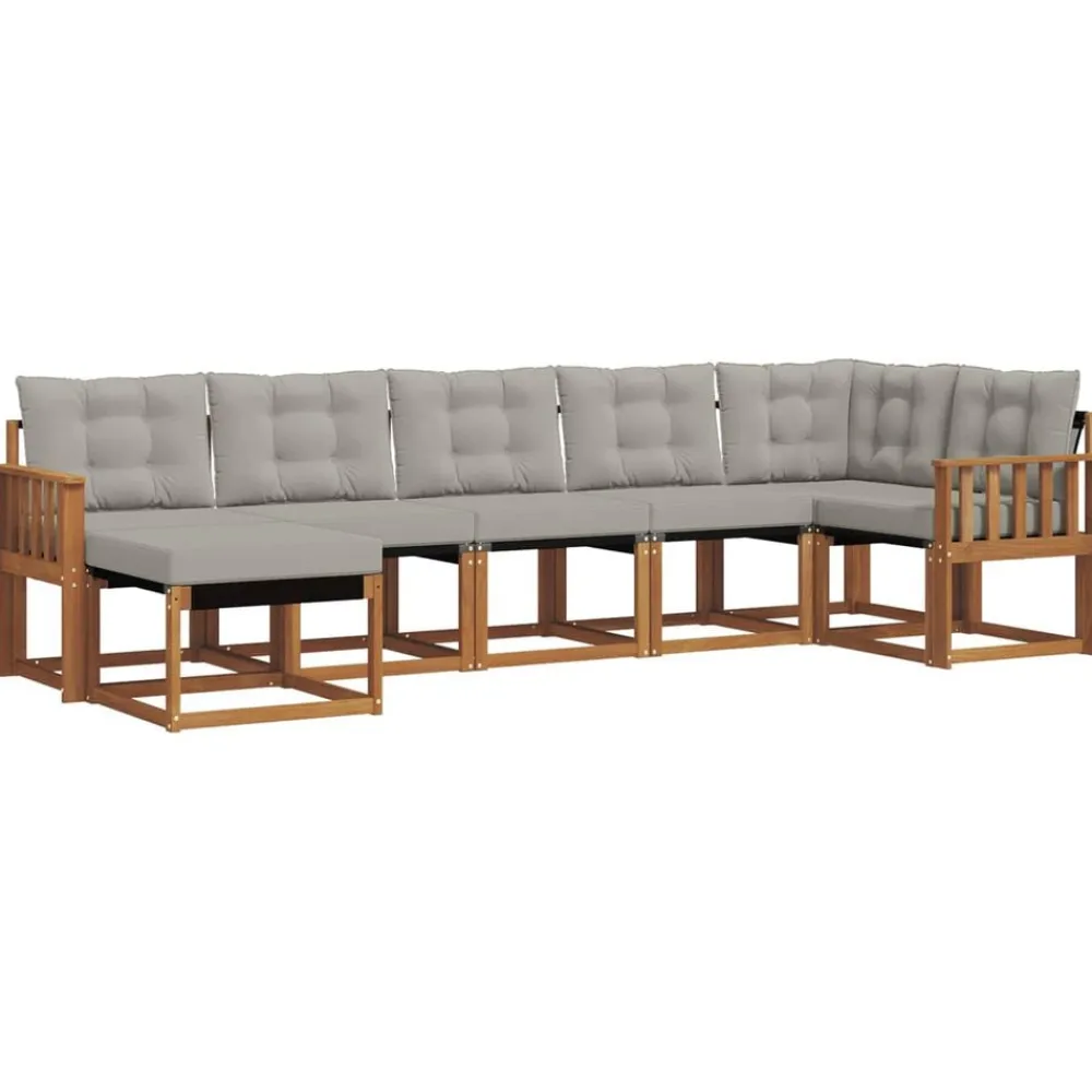vidaXL Conjuntos De Muebles-Conjunto de sofás de exterior 7 pcs Gris Natural y Claro