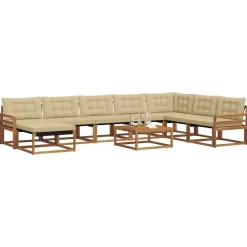 vidaXL Conjuntos De Muebles-Conjunto de sofás de exterior con cojín 9 pcs