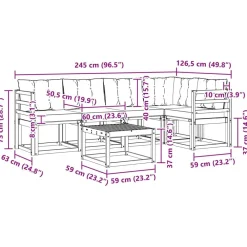 vidaXL Conjunto de sofás de exterior con cojín 6 pcs Natural y crema