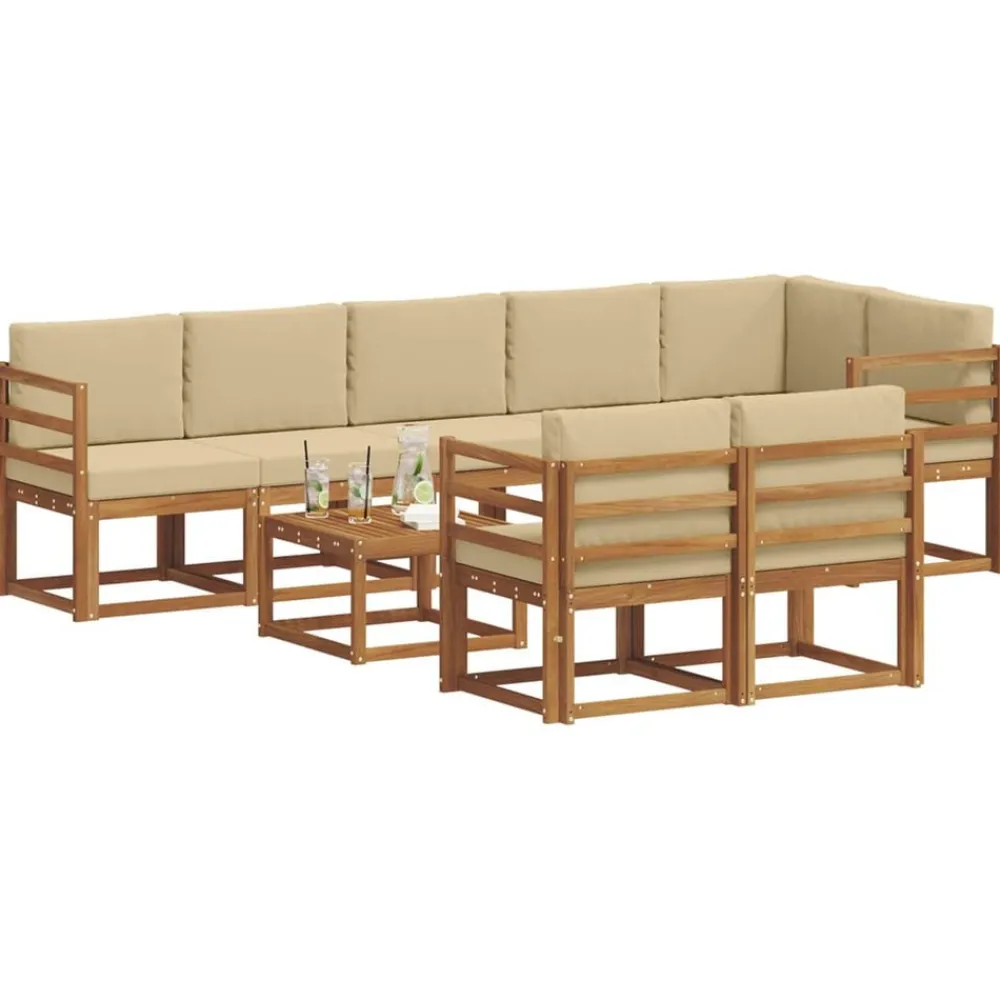 vidaXL Conjuntos De Muebles-Conjunto de sofás de exterior con cojín 9 pcs
