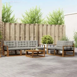 vidaXL Conjunto de sofás de exterior 6 pcs Gris Natural y Claro Gris claro y natural