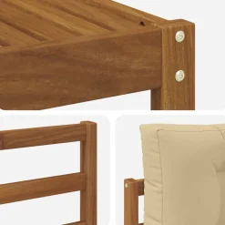 vidaXL Conjunto de sofás de exterior con cojín 9 pcs Natural y beige Discount