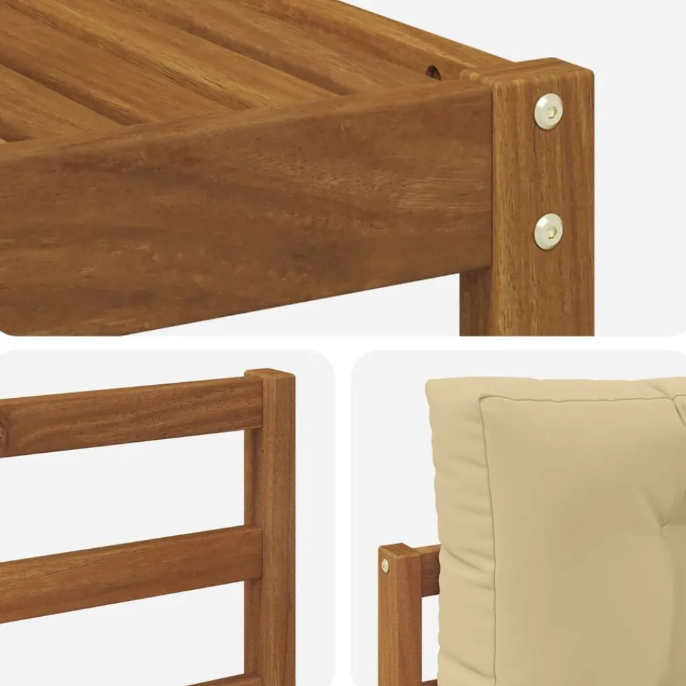 vidaXL Conjunto de sofás de exterior con cojín 9 pcs Natural y beige Discount
