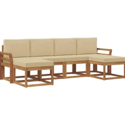 vidaXL Conjunto de sofás de exterior con cojín 6 pcs Natural y beige Online