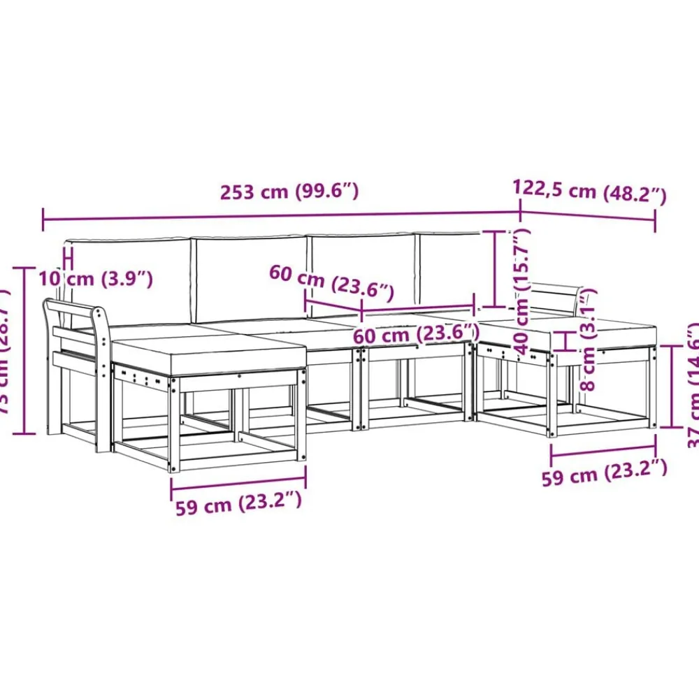 vidaXL Conjunto de sofás de exterior con cojín 6 pcs Natural y beige Online