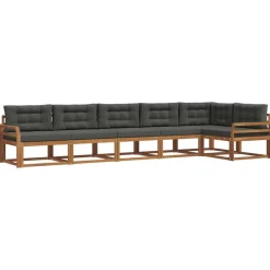 vidaXL Conjunto de sofás de exterior 6 pcs Natural y antracita Sale