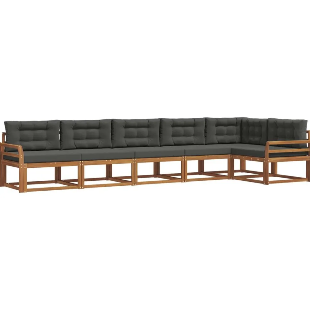 vidaXL Conjunto de sofás de exterior 6 pcs Natural y antracita Sale