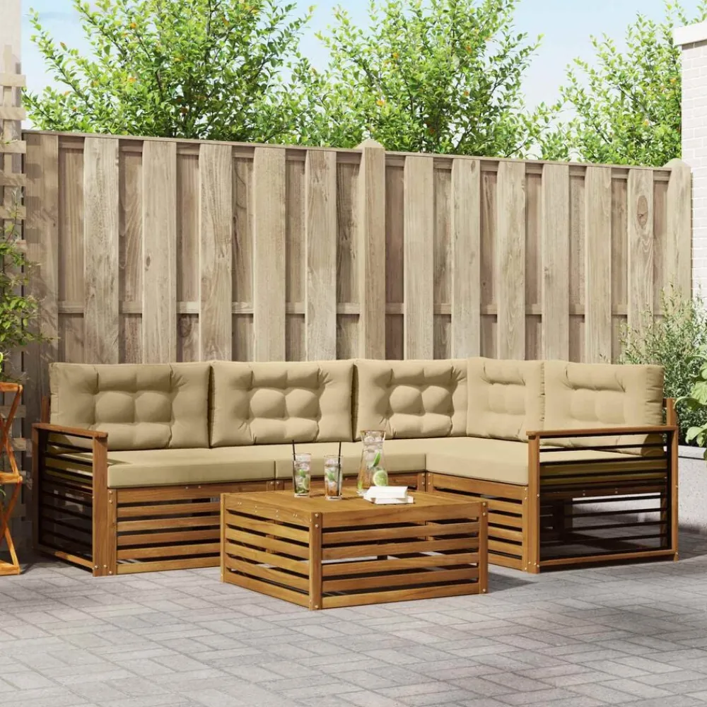 vidaXL Conjuntos De Muebles-Conjunto de sofás de exterior con cojín 5 pcs
