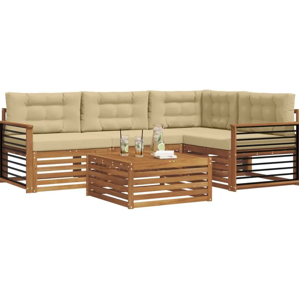 vidaXL Conjuntos De Muebles-Conjunto de sofás de exterior con cojín 5 pcs