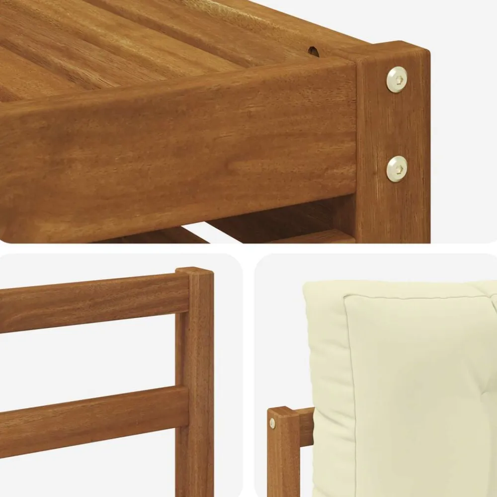 vidaXL Conjunto de sofás de exterior con cojín 7 pcs Natural y crema New